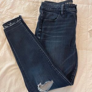 Dark Wash Ripped American Eagle Hi-Rise Jegging
